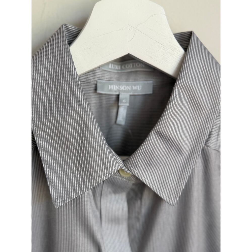 Hinson Wu Lori Striped Mini Shirt Dress Tahitian Pearl/White Women's Size 6 NWT - Picture 6 of 13